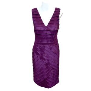 Adrianna Papell purple ruffle tier V-neck sleeveless dress